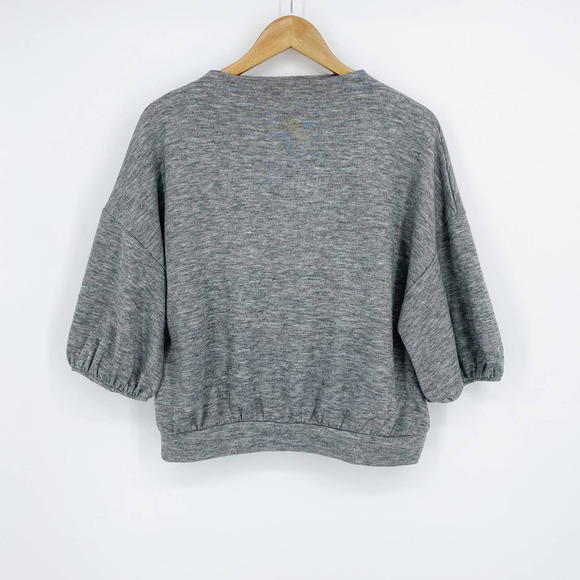 Leith Tops - LEITH Balloon Top Elbow Sleeves Gray Large